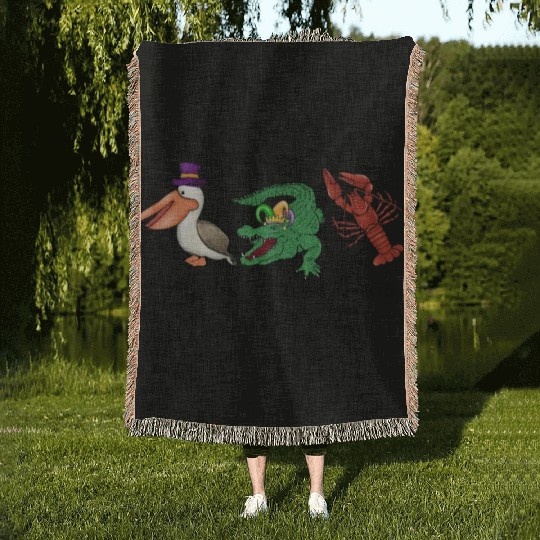 Kids Toddler Girls Fleur de Lis Mardi Gras Gnomes Woven Blankets