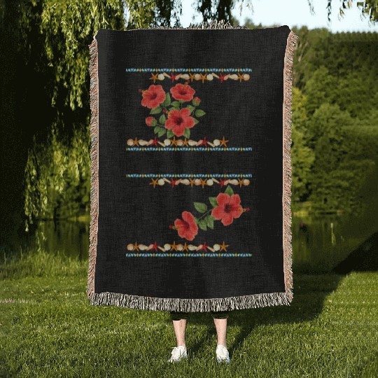 Hibiscus and Summer - Vintage Woven Blankets