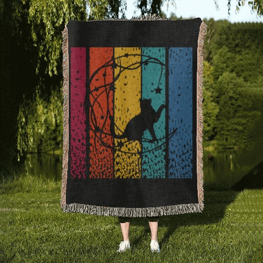 Cat Retro Creative Woven Blankets