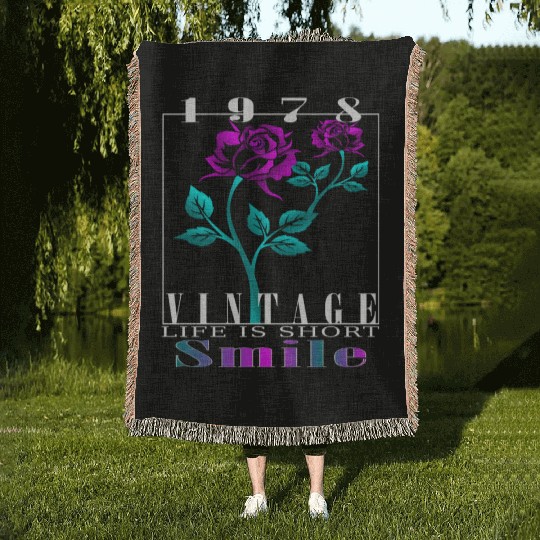 1978 Born Vintage Rose Gift Woven Blankets