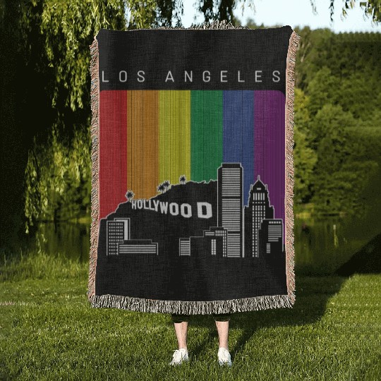 Los Angeles LGBT Rainbow Flag Woven Blankets