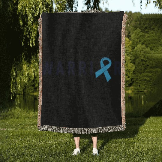 Prostate Cancer Warrior Light Blue Ribbon Dad Woven Blankets