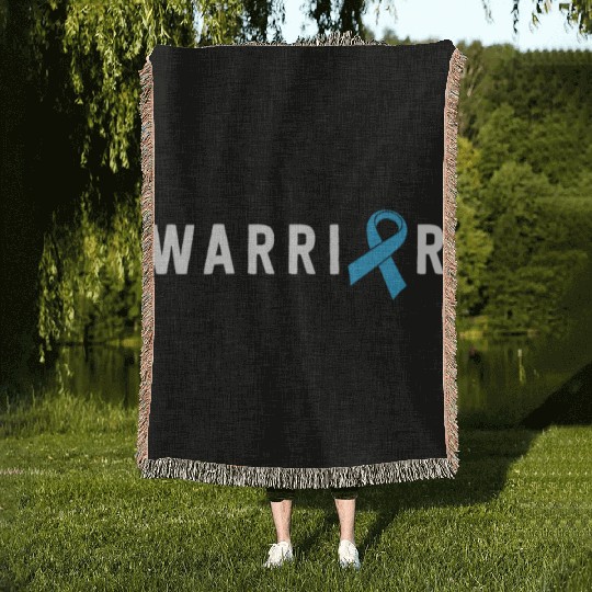 Prostate Cancer Warrior Light Blue Ribbon Dad Woven Blankets