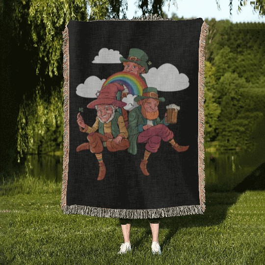 Three Leprechauns - St Patricks Day Irish Woven Blankets