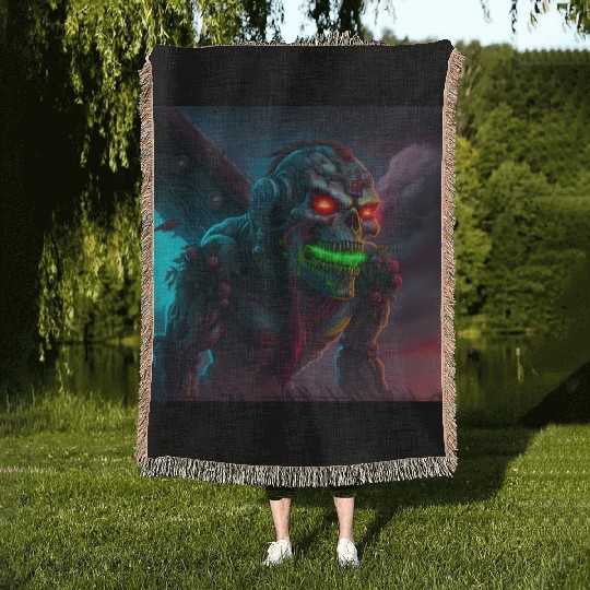 ZOMBIE IRON MAIDEN (version 15) Woven Blankets