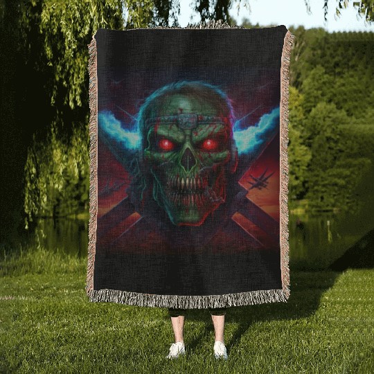 ZOMBIE IRON MAIDEN (version 14) Woven Blankets