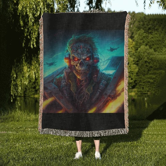 ZOMBIE IRON MAIDEN (version 13) Woven Blankets