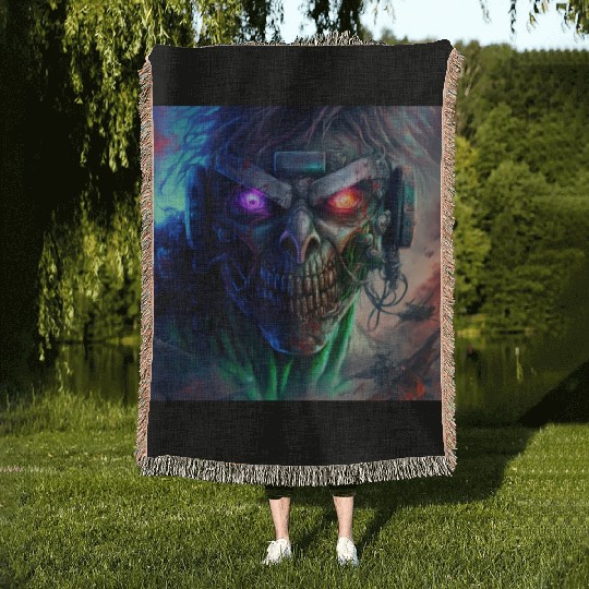 ZOMBIE IRON MAIDEN (version 12) Woven Blankets
