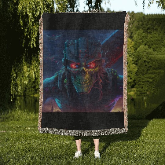 ZOMBIE IRON MAIDEN (version 11) Woven Blankets