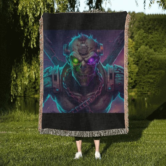ZOMBIE IRON MAIDEN (Version 10) Woven Blankets
