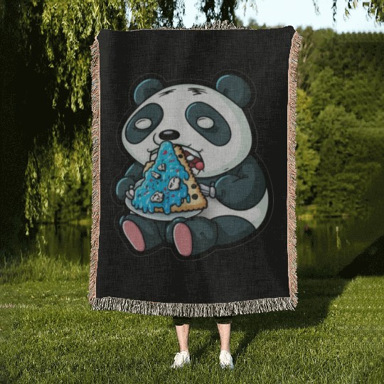 Sweet Panda: Eat Biscuits with Cream Woven Blankets
