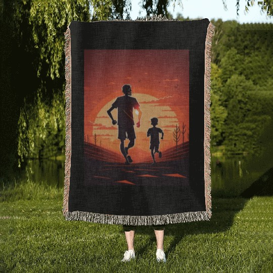 Running Exercise for Fitness Enthusiasts Father Woven Blankets