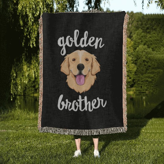 Golden Retriever Brother Sibling Family Dog Woven Blankets