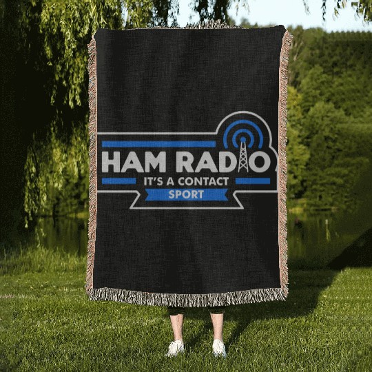 Ham Radio - It's a contact sport (dark) Woven Blankets