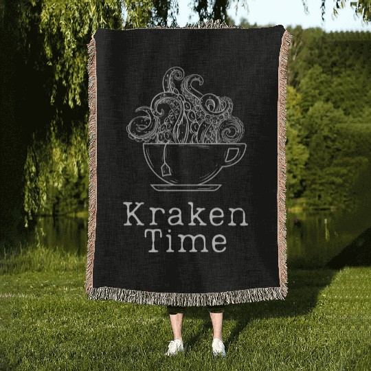 Kraken Time Octopus Tea Time Woven Blankets