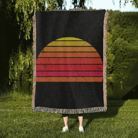 Vintage Distressed Retro Sunset - Red | Orange Woven Blankets
