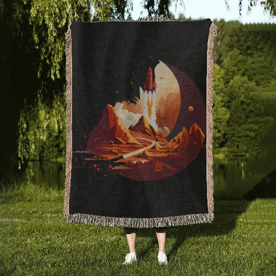 Vintage Space Science Mars Fiction Geek Solar Woven Blankets
