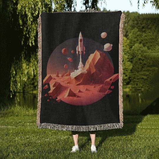 Vintage Space Science Mars Fiction Geek Solar Woven Blankets