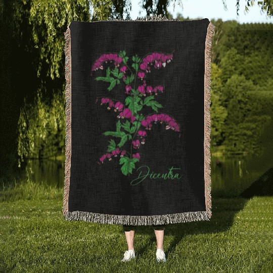 Bleeding heart flower Dicentra Bleeding heart Woven Blankets