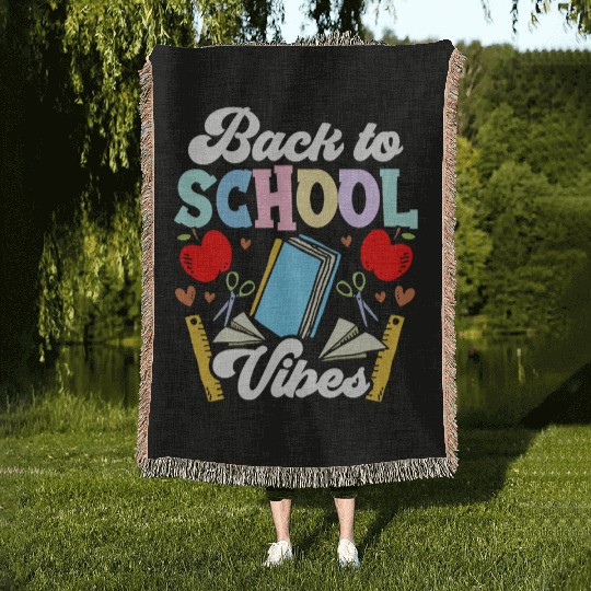 Back To School Vibes Teacher Pupil Grade Woven Blankets