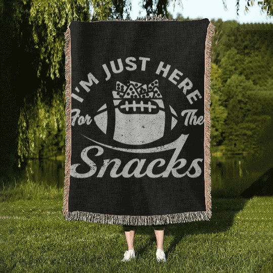 I'm Just Here For The Snacks Funny Fantasy Footbal Woven Blankets