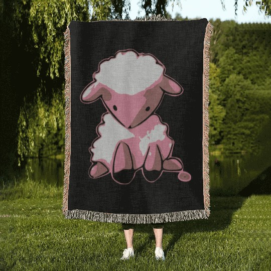 Milo the sad sheep Woven Blankets
