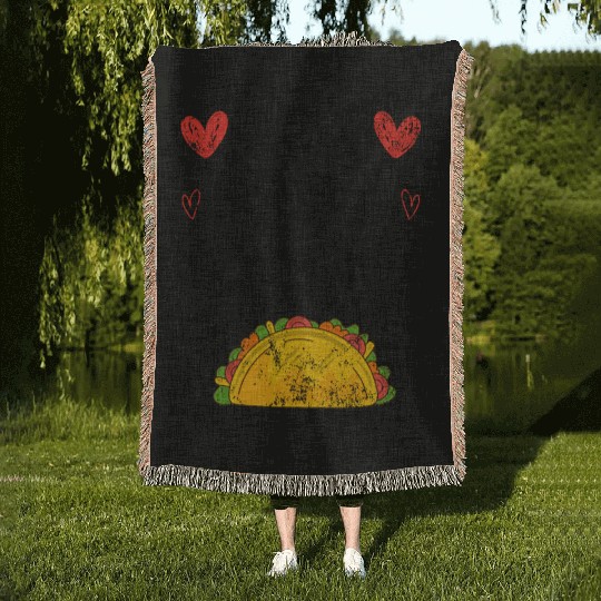 Vintage I Love Tacos Groovy Tacos Are My Valentine Woven Blankets
