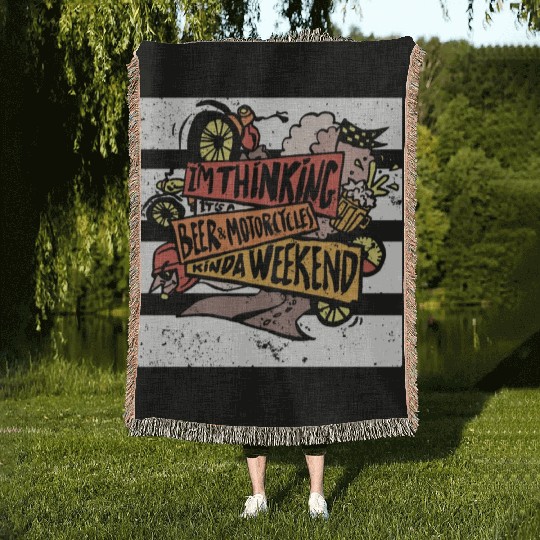 Beer and Motorcycle Weekend Race Track Doodle Bike Woven Blankets