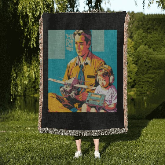 Miniature Plane Lover Cool Retro Radio Controlled Woven Blankets