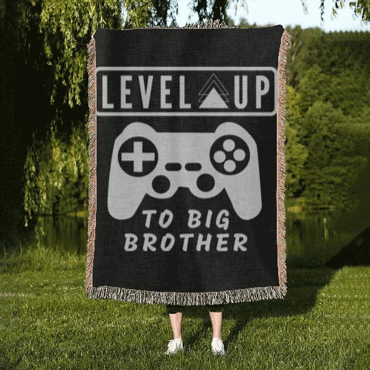 Level Up to big brother Woven Blankets
