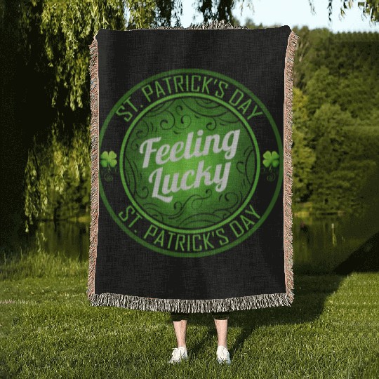 Shamrock Feeling Lucky On St Patricks Day Woven Blankets