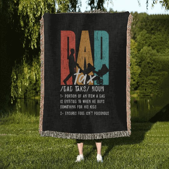 Vintage Dad Tax Definition Men Funny Father's Day Woven Blankets