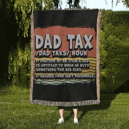Vintage Dad Tax Definition Men Funny Father's Day Woven Blankets
