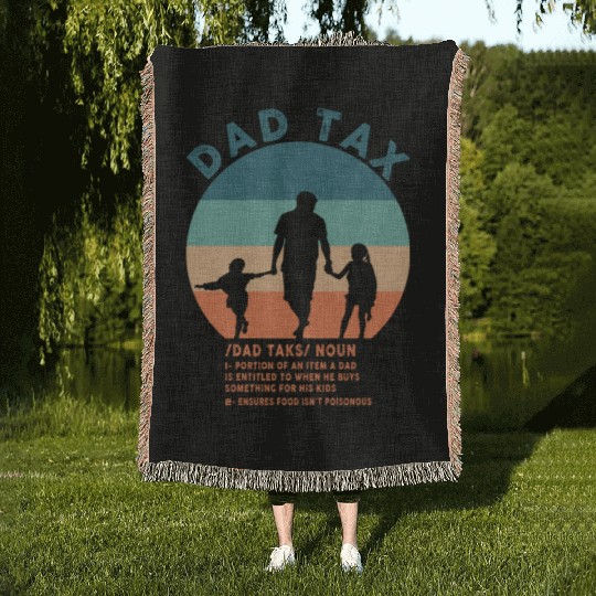 Vintage Dad Tax Definition Men Funny Father's Day Woven Blankets