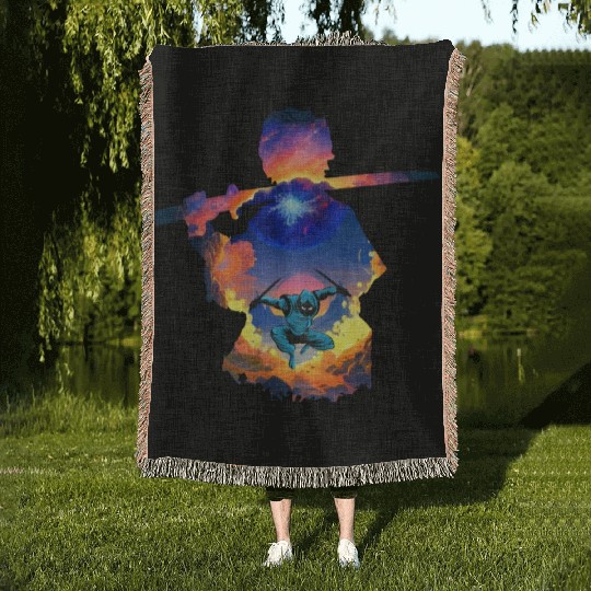 Sunset Samurai Warrior Woven Blankets