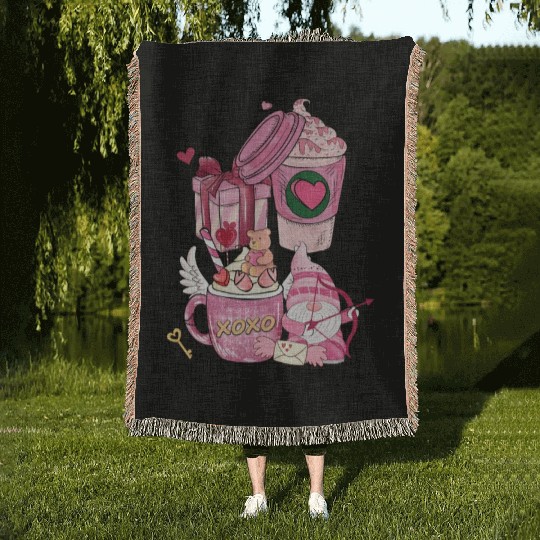 Coffee Is My Love Language Cupid Coffee Valentine Woven Blankets