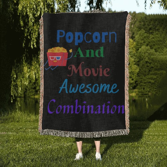 Popcorn And Movie Awesome Combination Woven Blankets