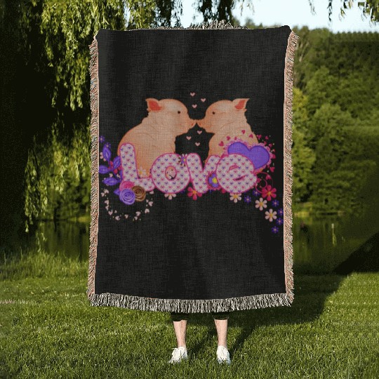 You are my Valentine. Funny Couple of Pigs. Woven Blankets