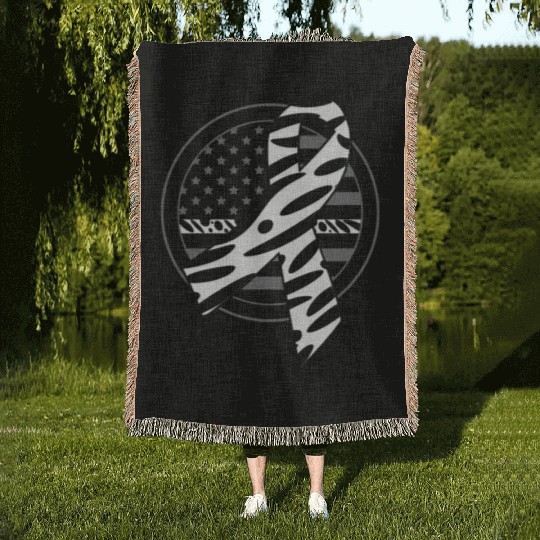 USA Flag Carcinoid Cancer Awareness Beat Cancer Woven Blankets