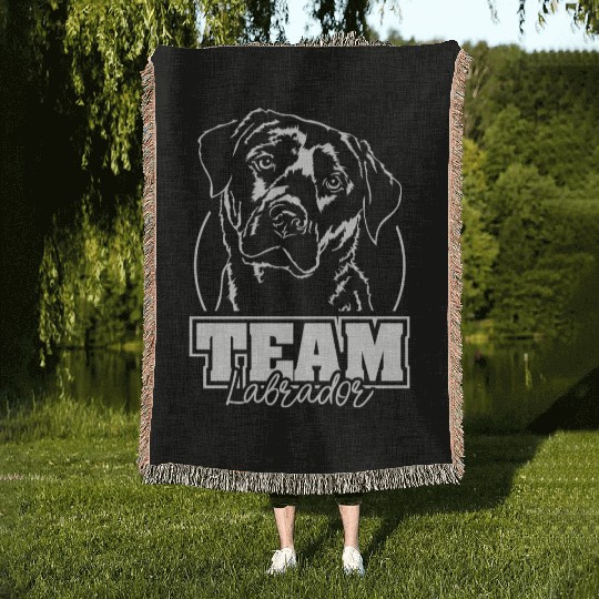 Team Labrador Retriever dog mom hound Woven Blankets