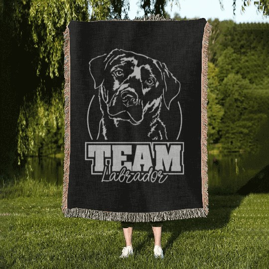 Team Labrador Retriever dog mom hound Woven Blankets