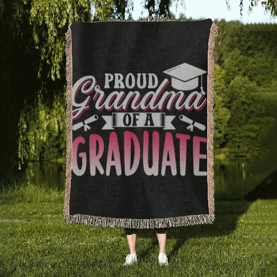 Proud Grandma Of A Graduate Graduating Graduation Woven Blankets