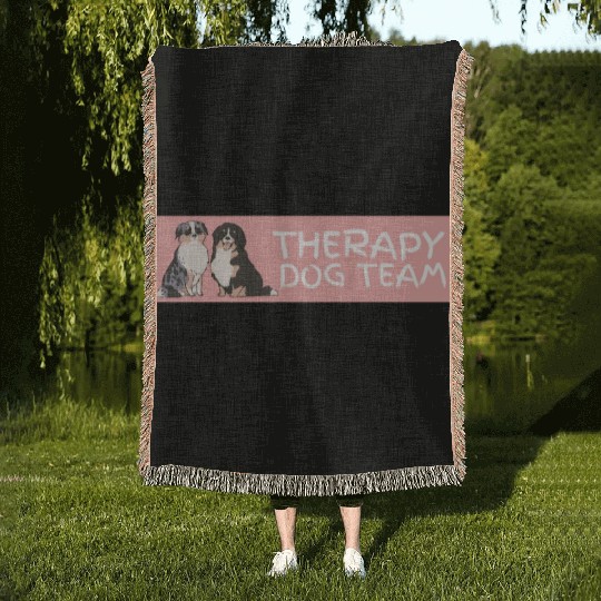 Therapy Dog Team Pet Dog Lover Mental Health Aware Woven Blankets