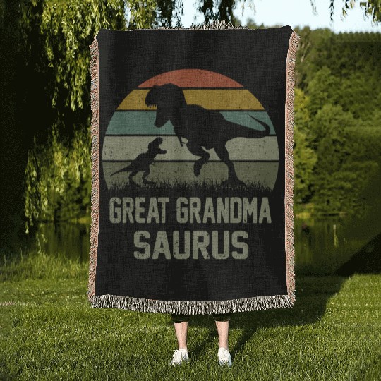 Great Grandma Saurus T Rex Dinosaur GrandmaSaurus Woven Blankets