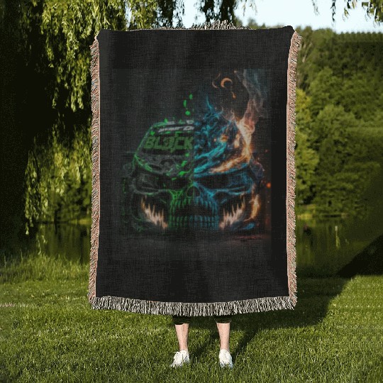 Racing Skulls Ken block Woven Blankets