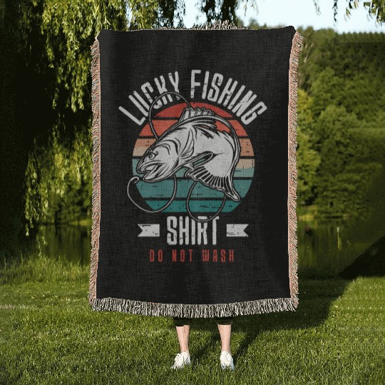Lucky Fishing Woven Blankets for Fish Hunter and Fisherman