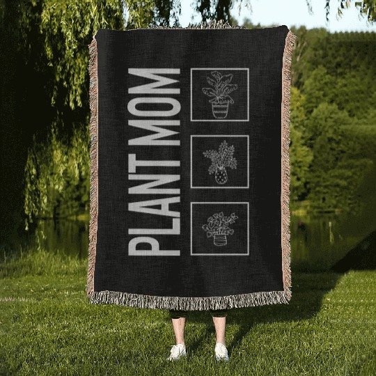 Plant Mom, Garden Plant Gardening Lover Botanist Woven Blankets