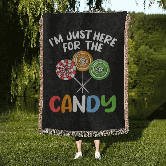 I'm Just Here For The Candy Lollipop Halloween Cos Woven Blankets