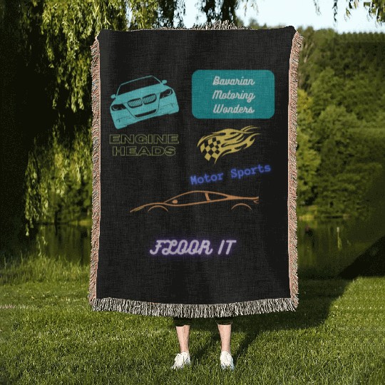Car racing team design Woven Blankets