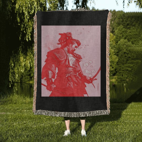 Samurai Japan Japanese Anime Katana Manga samurai Woven Blankets